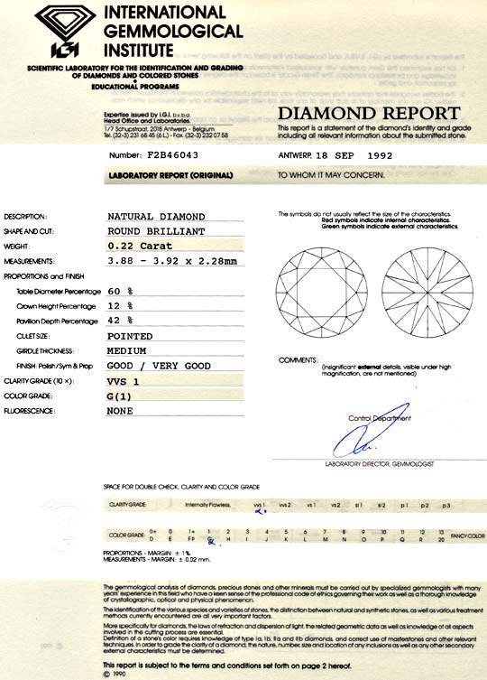Foto 9 - Diamant 0,22 ct Brillant IGI VVS1 Top Wesselton, D5087