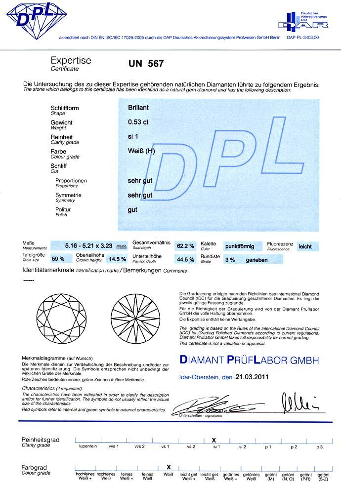 Foto 9 - Brillant 0,53ct mit Zertifikat von DPL in Wesselton SI1, D6602